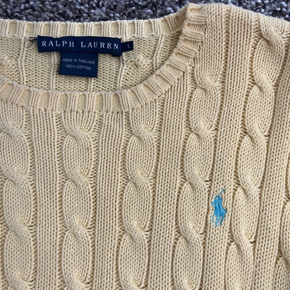 Ralph Lauren yellow cotton cable knit sweater